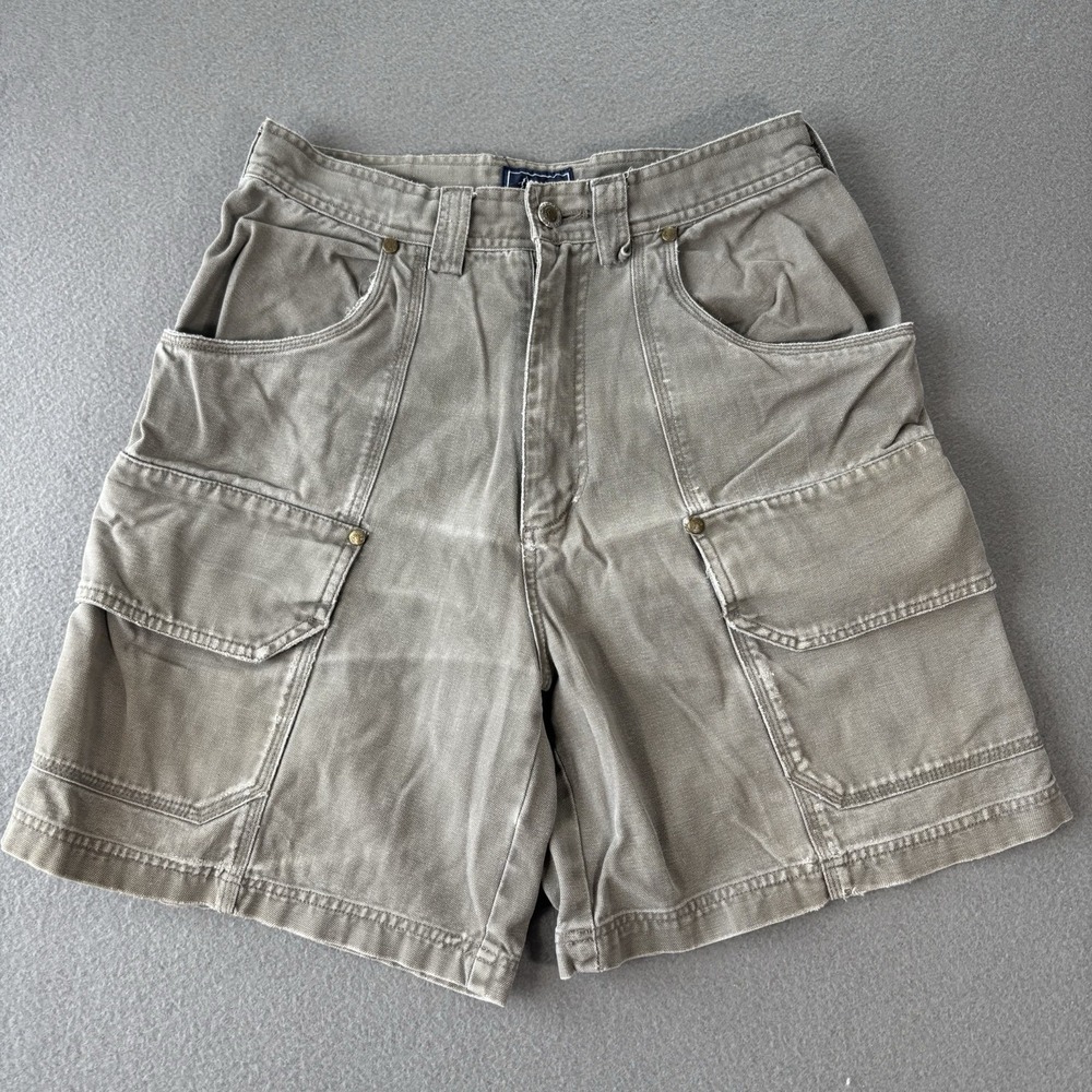 Vintage Cherokee Cargo Shorts Mens 30 Khaki 100% Cotton 90s Y2K Skater Grunge
